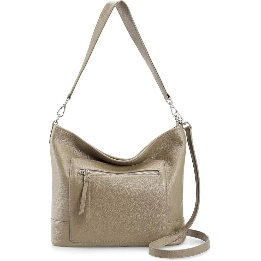 Genuine Leather Hobo Bag Large Multi-Pocket Shoulder Crossbody Zipper